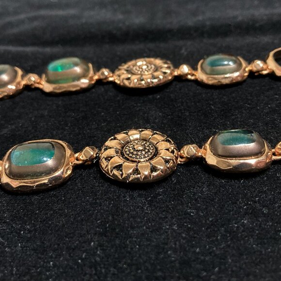 VTG 90s LIZ CLAIBORNE Signed Sunflower Station Gold Necklace - excellent! - Picture 5 of 7